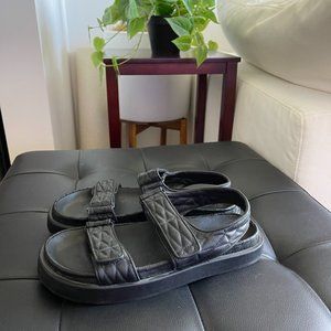 Mango Black Quilted Strap Sandals - Women's Size 7.5